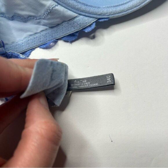 Aerie Soft Blue Molded Cup Bra 34C Lace Detail - Picture 4 of 6